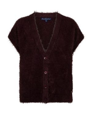 Sleeveless fuzzy burgundy
