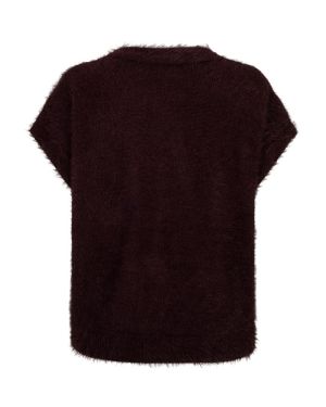 Sleeveless fuzzy burgundy